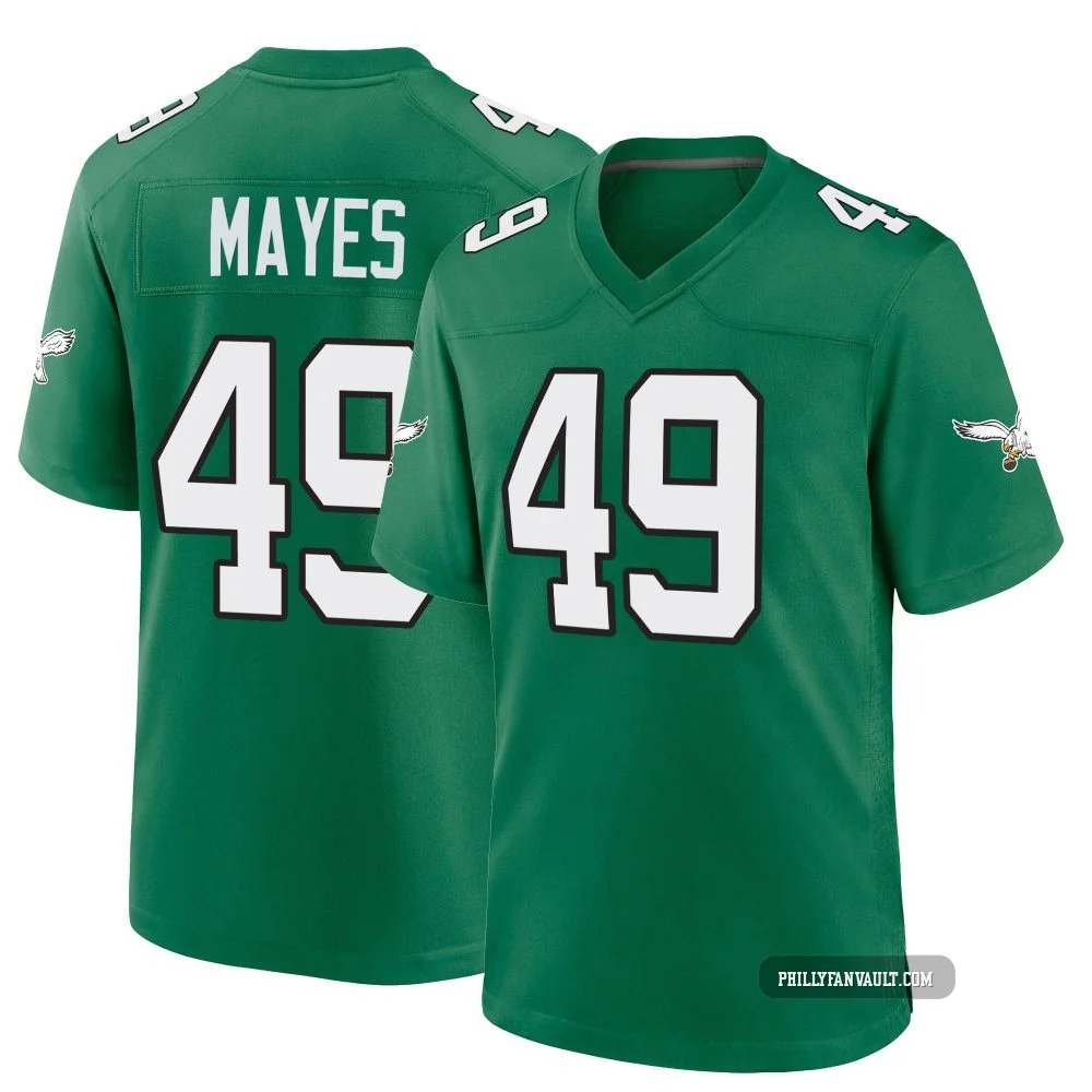 Men's BJ Mayes ＃49 Philadelphia Eagles Green Game Kelly Alternate Jersey