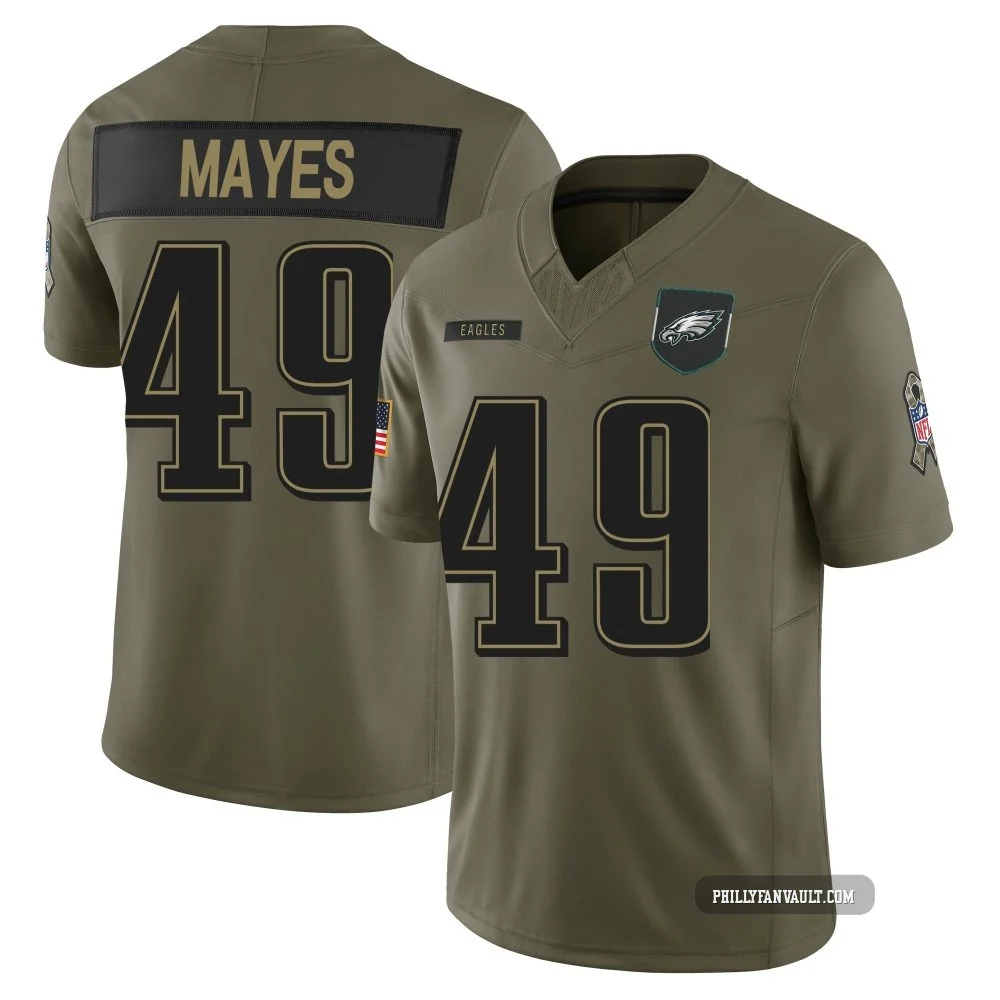 Men's BJ Mayes ＃49 Philadelphia Eagles Olive Limited 2025 Salute to Service Jersey