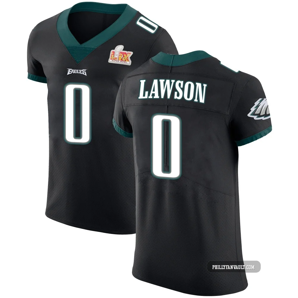Men's Deontae Lawson ＃0 Philadelphia Eagles Black Elite Alternate Vapor Untouchable Super Bowl LIX Jersey