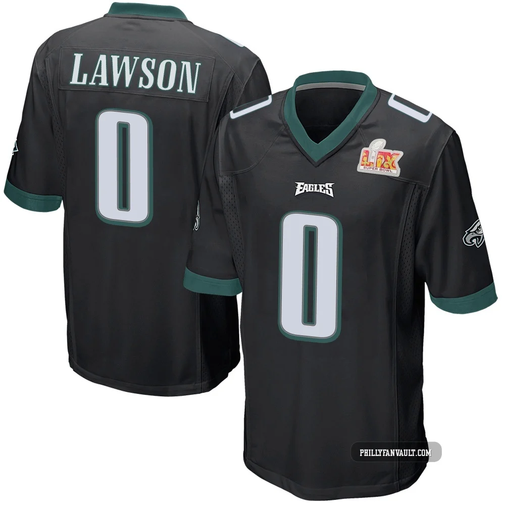 Men's Deontae Lawson ＃0 Philadelphia Eagles Black Game Alternate Super Bowl LIX Jersey