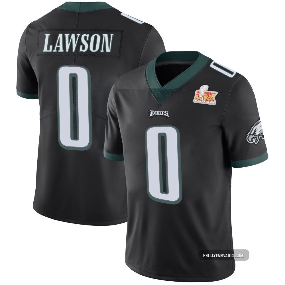 Men's Deontae Lawson ＃0 Philadelphia Eagles Black Limited Alternate Vapor Untouchable Super Bowl LIX Jersey