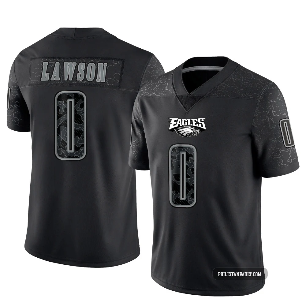 Men's Deontae Lawson ＃0 Philadelphia Eagles Black Limited Reflective Jersey