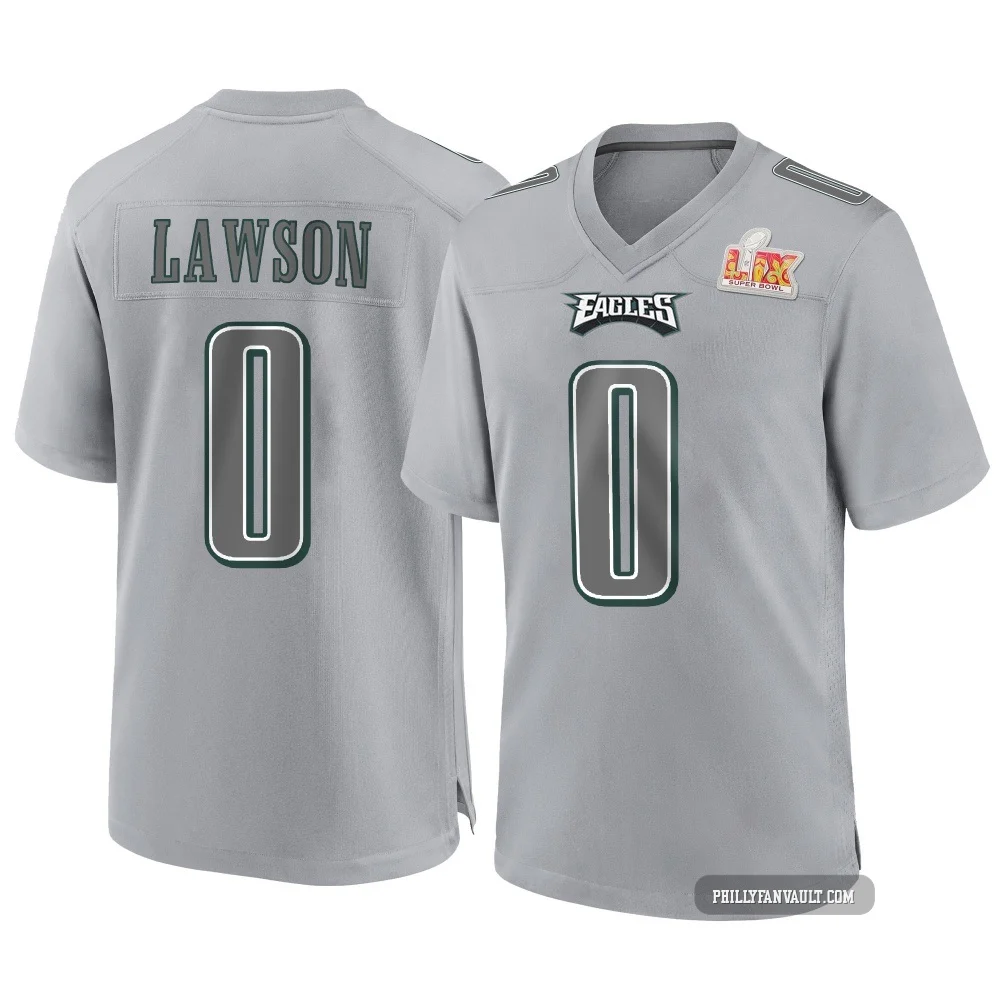 Men's Deontae Lawson ＃0 Philadelphia Eagles Gray Game Atmosphere Fashion Super Bowl LIX Jersey