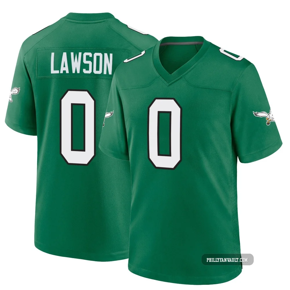 Men's Deontae Lawson ＃0 Philadelphia Eagles Green Game Kelly Alternate Jersey