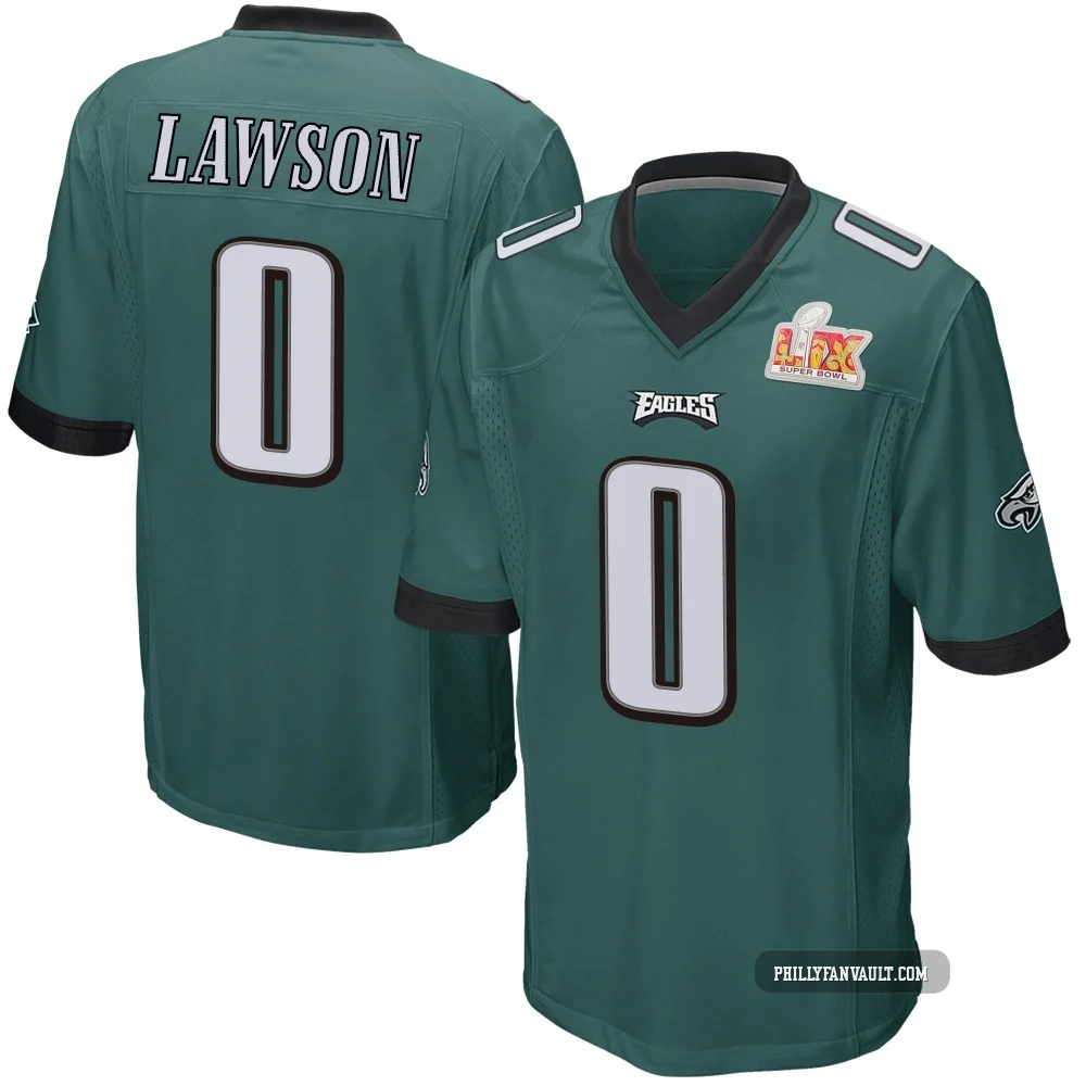 Men's Deontae Lawson ＃0 Philadelphia Eagles Green Game Team Color Super Bowl LIX Jersey