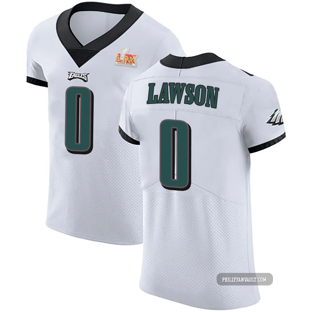 Men's Deontae Lawson ＃0 Philadelphia Eagles White Elite Vapor Untouchable Super Bowl LIX Jersey