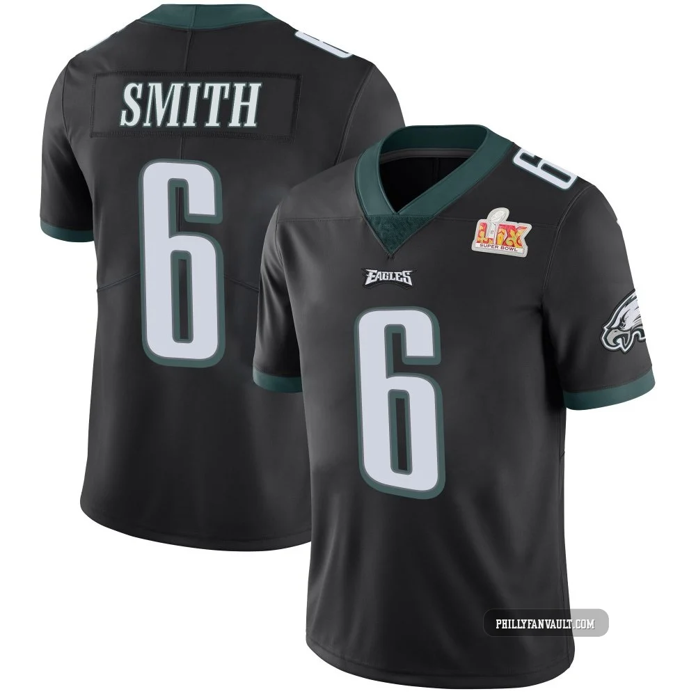 Men's DeVonta Smith ＃6 Philadelphia Eagles Black Limited Alternate Vapor Untouchable Super Bowl LIX Jersey