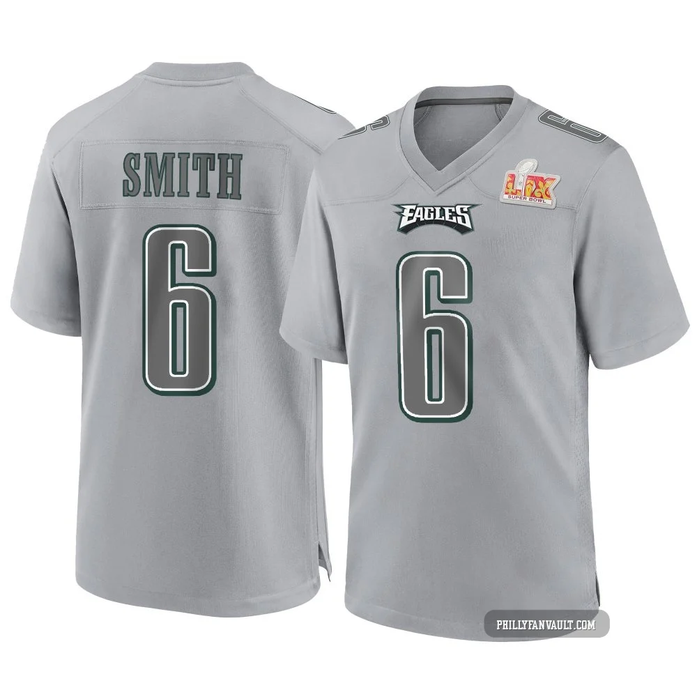Men's DeVonta Smith ＃6 Philadelphia Eagles Gray Game Atmosphere Fashion Super Bowl LIX Jersey