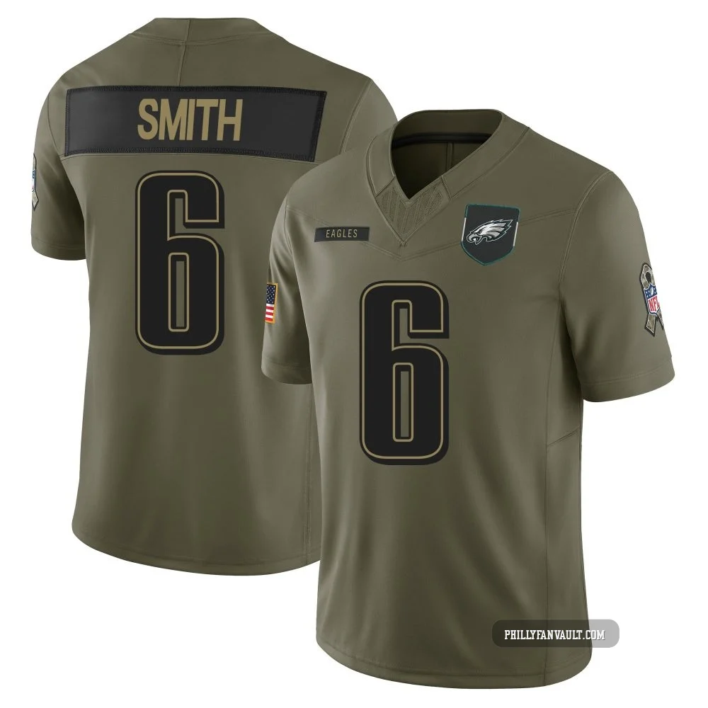 Men's DeVonta Smith ＃6 Philadelphia Eagles Olive Limited 2025 Salute to Service Jersey