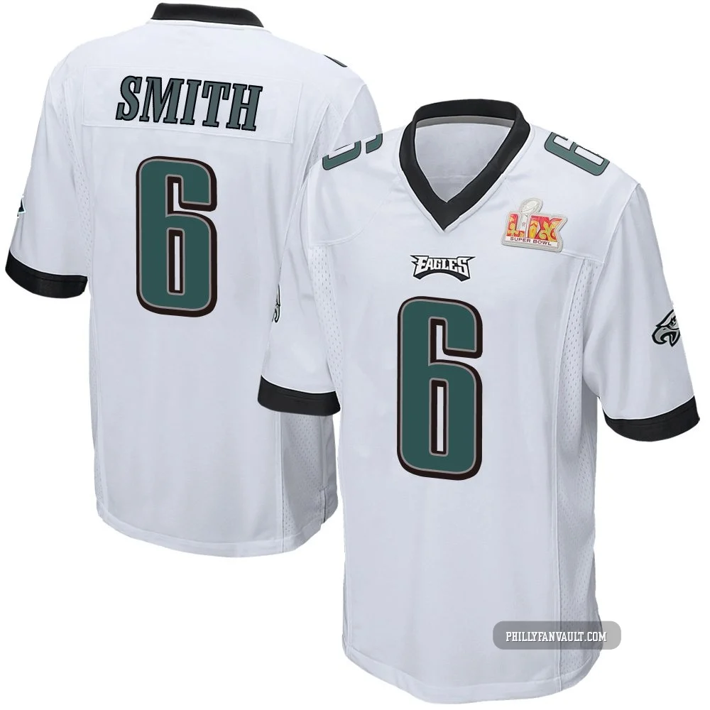 Men's DeVonta Smith ＃6 Philadelphia Eagles White Game Super Bowl LIX Jersey