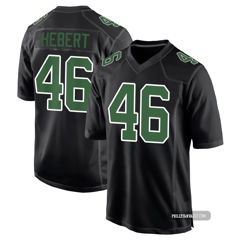 Men's Griffin Hebert ＃46 Philadelphia Eagles Black/Kelly Game Carbon Green Fashion Jersey