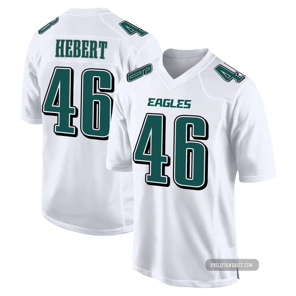 Men's Griffin Hebert ＃46 Philadelphia Eagles White Game Tundra Fashion Jersey