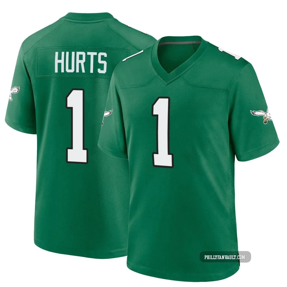 Men's Jalen Hurts ＃1 Philadelphia Eagles Green Game Kelly Alternate Jersey