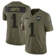 Men's Jalen Hurts ＃1 Philadelphia Eagles Olive Limited 2025 Salute to Service Jersey