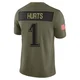 Men's Jalen Hurts ＃1 Philadelphia Eagles Olive Limited 2025 Salute to Service Jersey