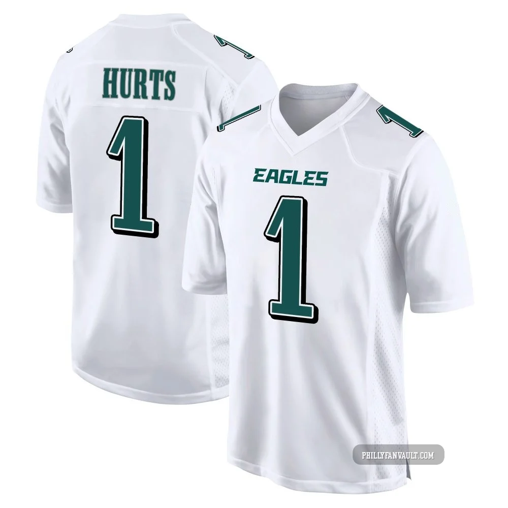 Men's Jalen Hurts ＃1 Philadelphia Eagles White Game Tundra Fashion Jersey