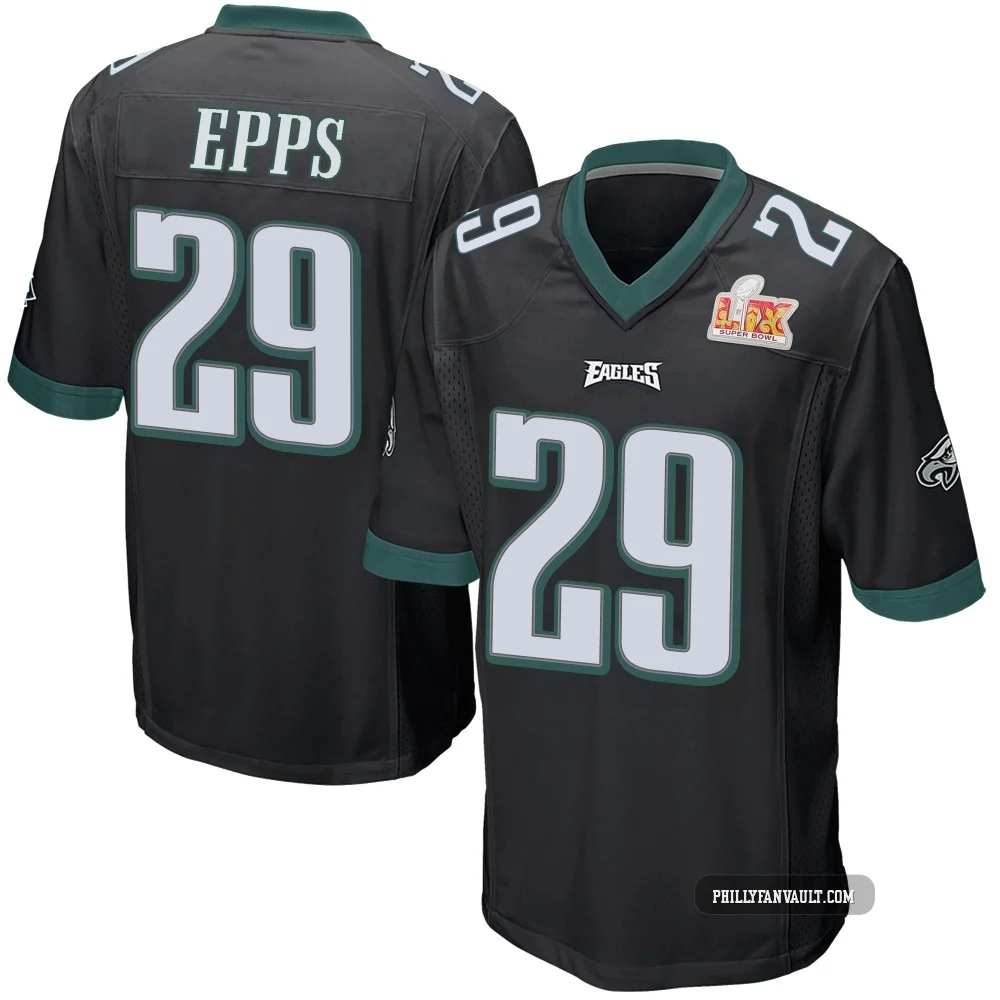 Men's Marcus Epps ＃29 Philadelphia Eagles Black Game Alternate Super Bowl LIX Jersey