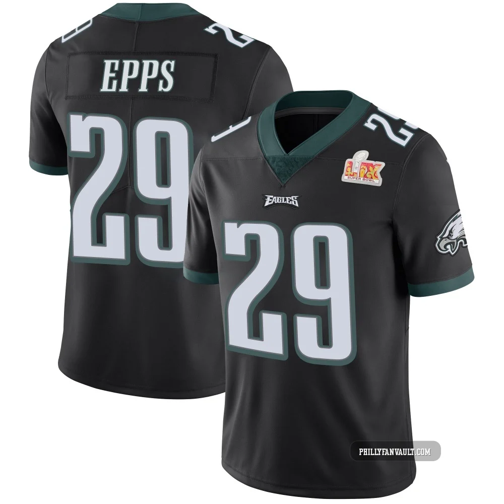 Men's Marcus Epps ＃29 Philadelphia Eagles Black Limited Alternate Vapor Untouchable Super Bowl LIX Jersey