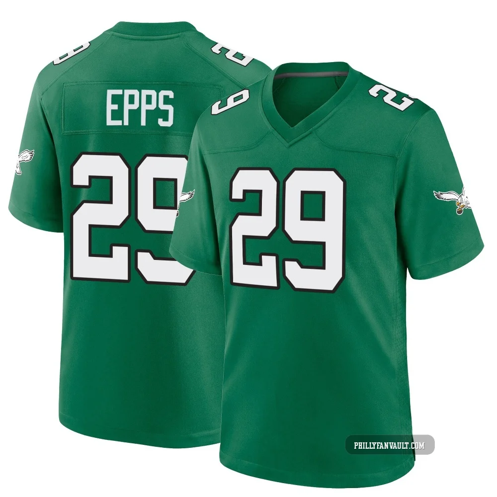 Men's Marcus Epps ＃29 Philadelphia Eagles Green Game Kelly Alternate Jersey