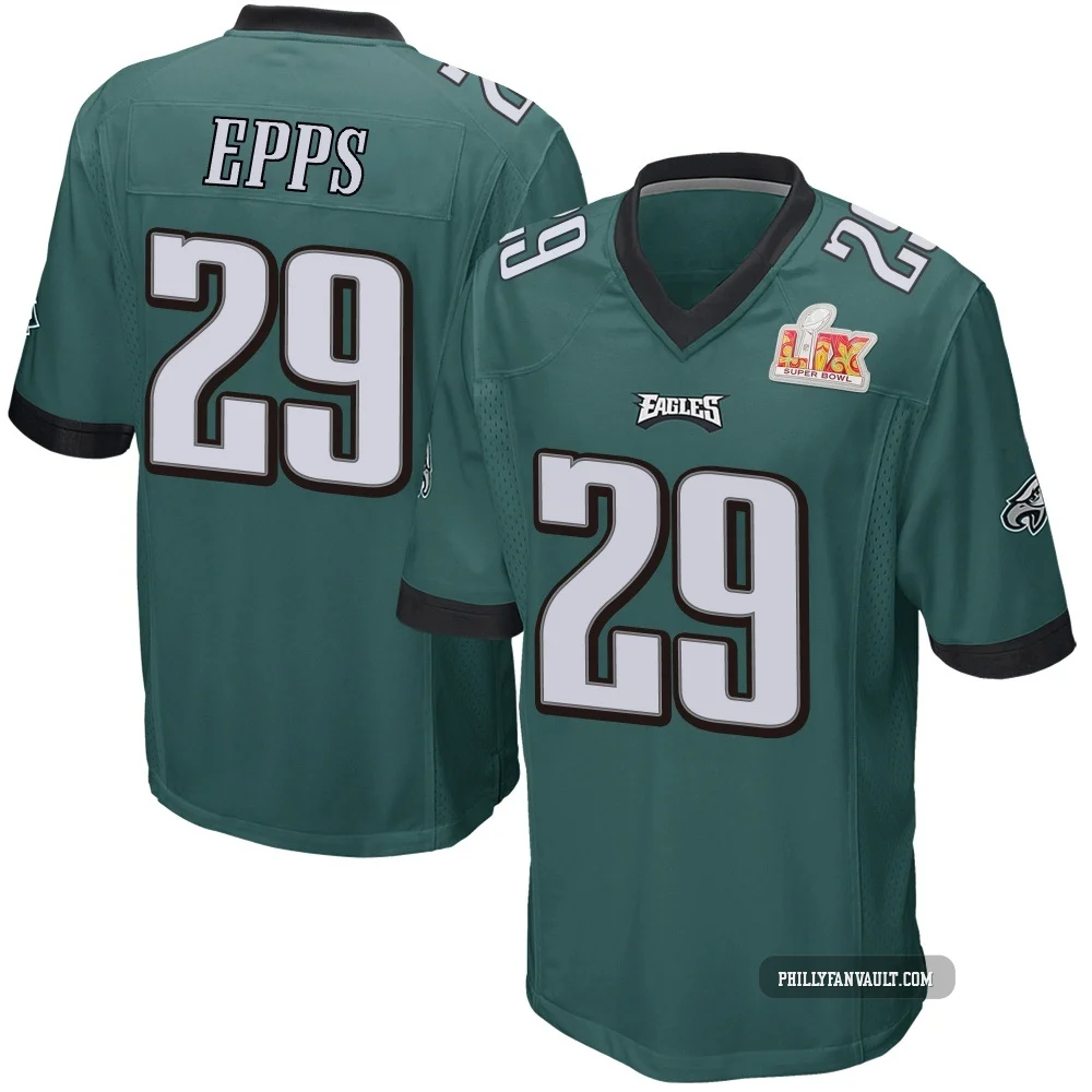 Men's Marcus Epps ＃29 Philadelphia Eagles Green Game Team Color Super Bowl LIX Jersey