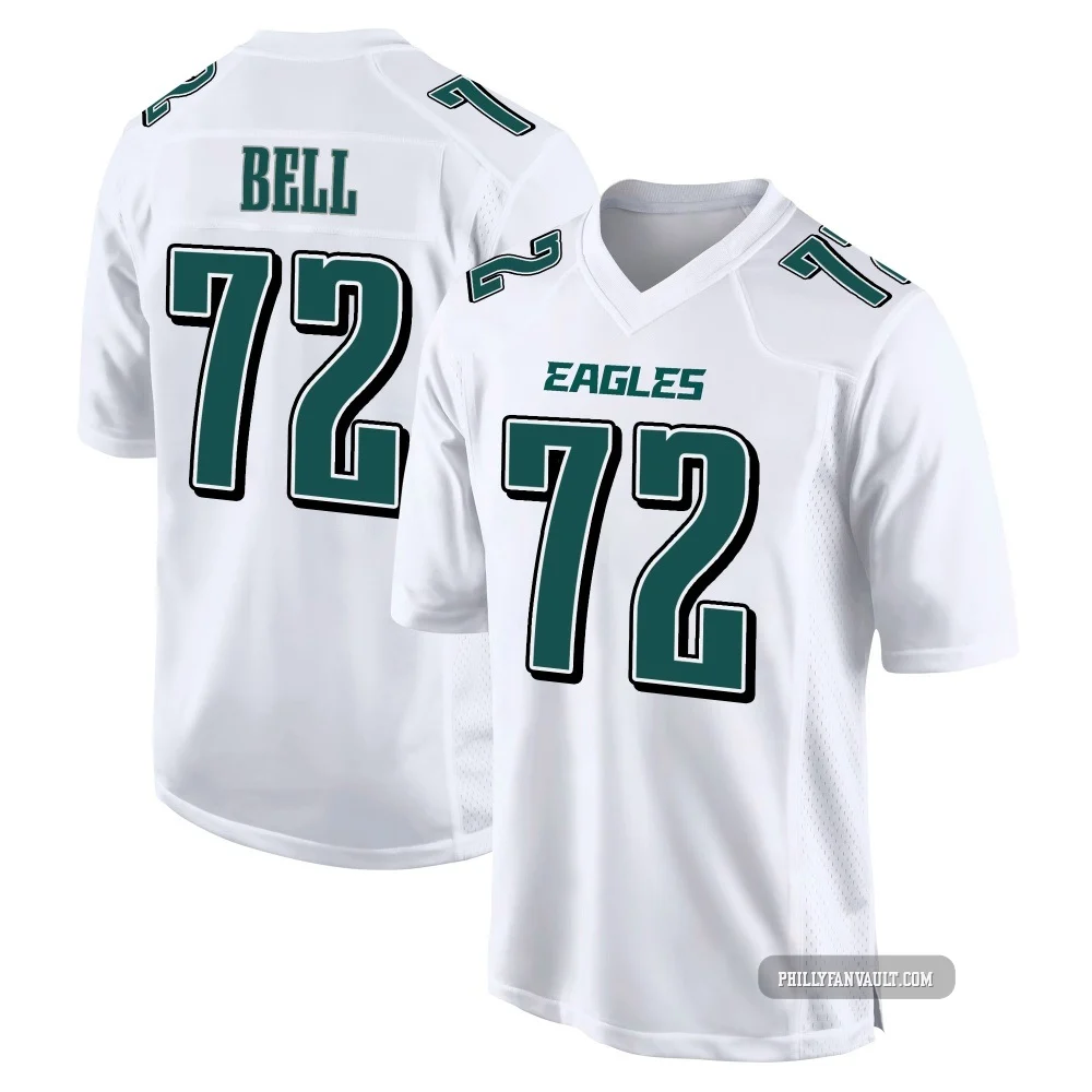 Men's Markel Bell ＃72 Philadelphia Eagles White Game Tundra Fashion Jersey