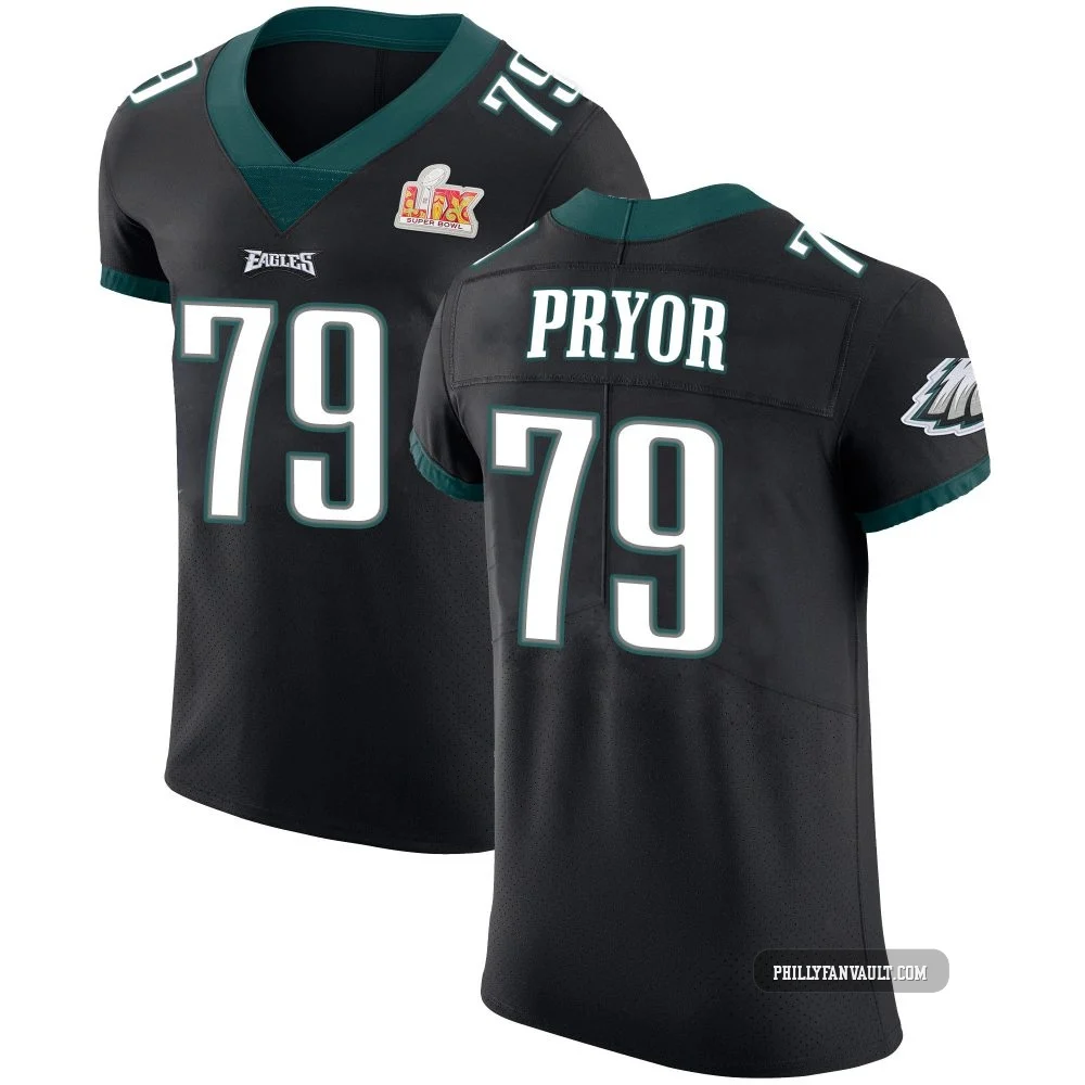 Men's Matt Pryor ＃79 Philadelphia Eagles Black Elite Alternate Vapor Untouchable Super Bowl LIX Jersey