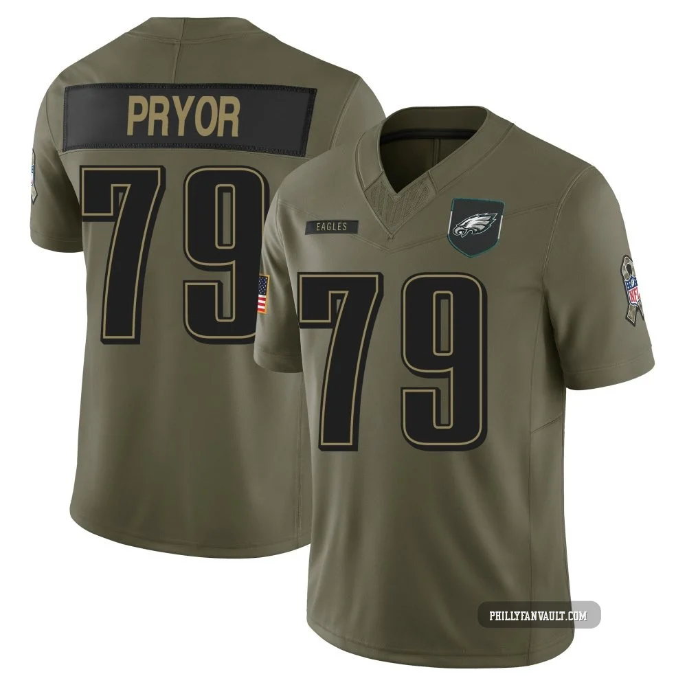 Men's Matt Pryor ＃79 Philadelphia Eagles Olive Limited 2025 Salute to Service Jersey