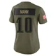 Women's Braden Mann ＃10 Philadelphia Eagles Olive Limited 2025 Salute to Service Jersey