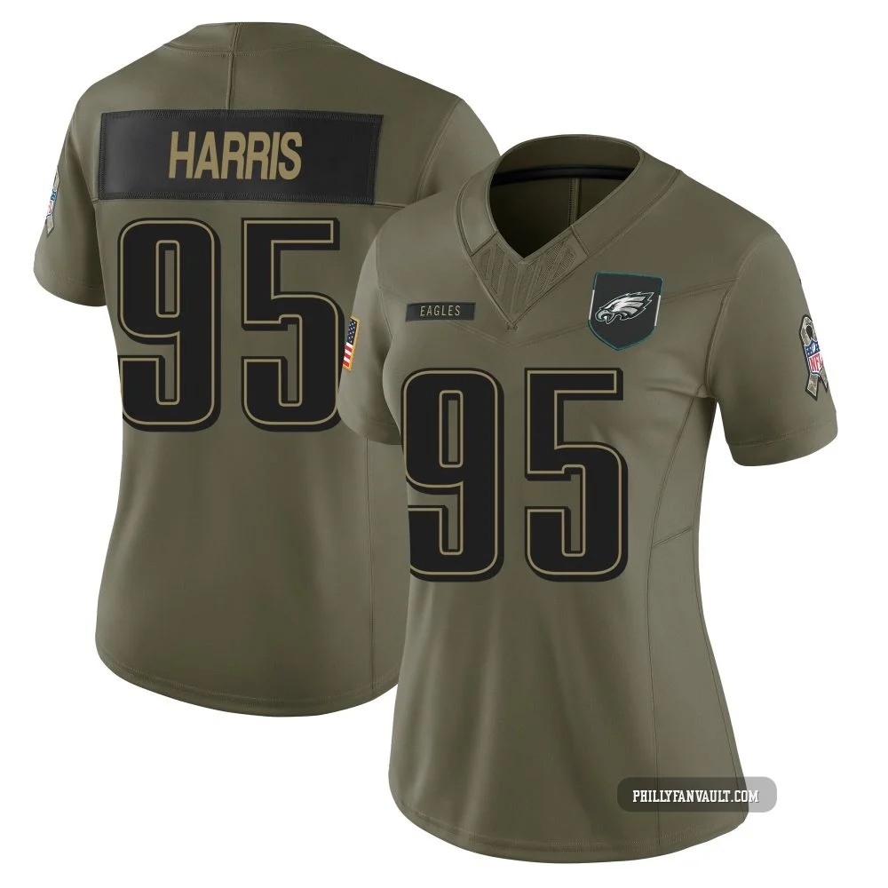 Women's Charles Harris ＃95 Philadelphia Eagles Olive Limited 2025 Salute to Service Jersey