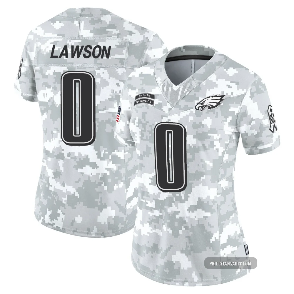 Women's Deontae Lawson ＃0 Philadelphia Eagles Arctic Camo Limited 2024 Salute to Service Jersey