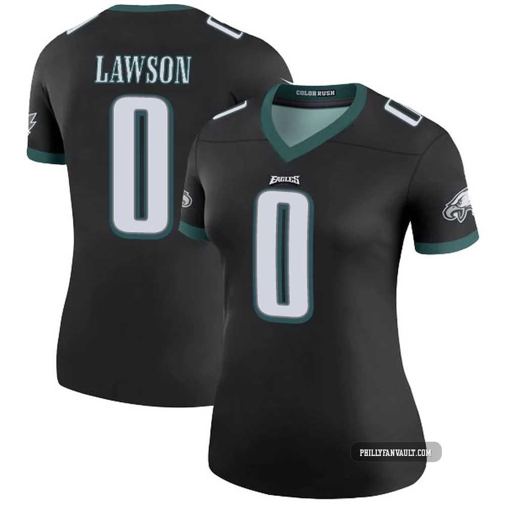 Women's Deontae Lawson ＃0 Philadelphia Eagles Black Legend Color Rush Jersey