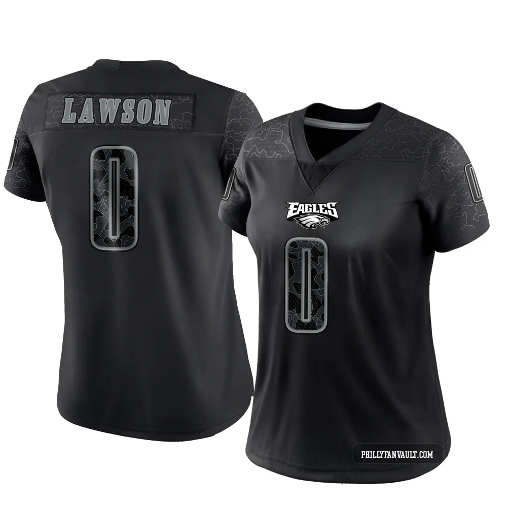 Women's Deontae Lawson ＃0 Philadelphia Eagles Black Limited Reflective Jersey