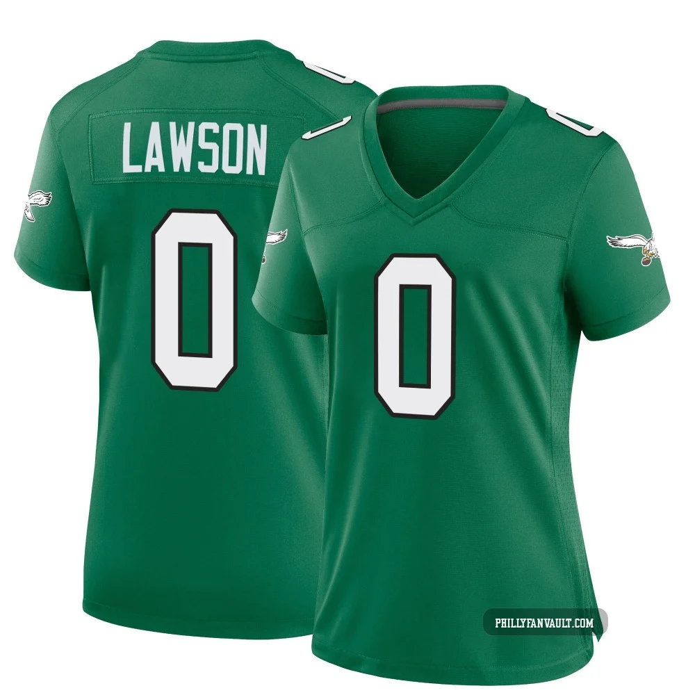 Women's Deontae Lawson ＃0 Philadelphia Eagles Green Game Kelly Alternate Jersey