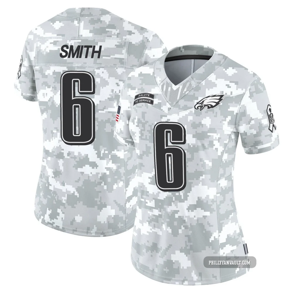 Women's DeVonta Smith ＃6 Philadelphia Eagles Arctic Camo Limited 2024 Salute to Service Jersey