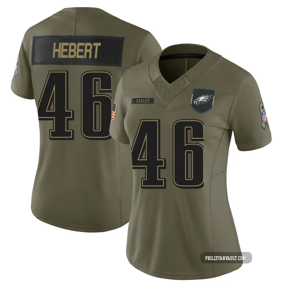 Women's Griffin Hebert ＃46 Philadelphia Eagles Olive Limited 2025 Salute to Service Jersey
