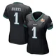 Women's Jalen Hurts ＃1 Philadelphia Eagles Black Game Alternate Super Bowl LIX Jersey