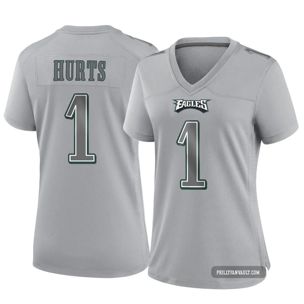 Women's Jalen Hurts ＃1 Philadelphia Eagles Gray Game Atmosphere Fashion Jersey