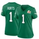 Women's Jalen Hurts ＃1 Philadelphia Eagles Green Game Kelly Alternate Super Bowl LIX Jersey