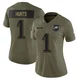 Women's Jalen Hurts ＃1 Philadelphia Eagles Olive Limited 2025 Salute to Service Jersey