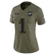 Women's Jalen Hurts ＃1 Philadelphia Eagles Olive Limited 2025 Salute to Service Jersey