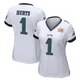 Women's Jalen Hurts ＃1 Philadelphia Eagles White Game Super Bowl LIX Jersey