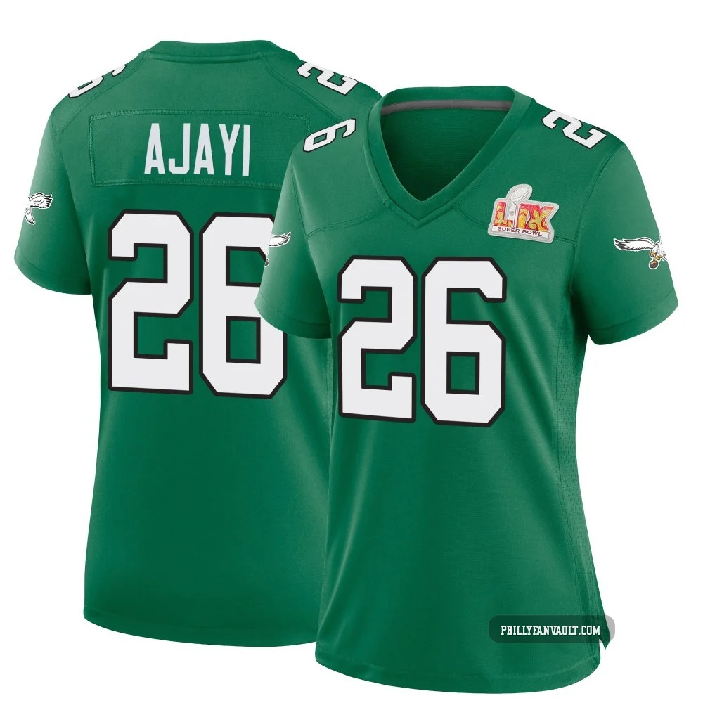 Women's Jay Ajayi ＃26 Philadelphia Eagles Green Game Kelly Alternate Super Bowl LIX Jersey