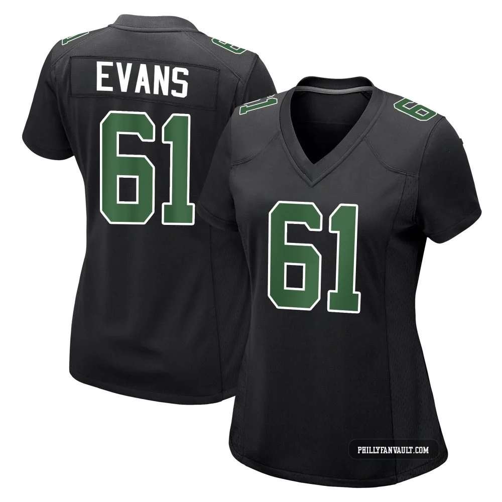 Women's Joe Evans ＃61 Philadelphia Eagles Black/Kelly Game Carbon Green Fashion Jersey