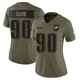Women's Jordan Davis ＃90 Philadelphia Eagles Olive Limited 2025 Salute to Service Jersey
