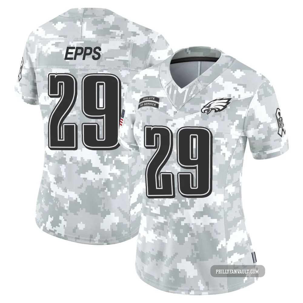 Women's Marcus Epps ＃29 Philadelphia Eagles Arctic Camo Limited 2024 Salute to Service Jersey