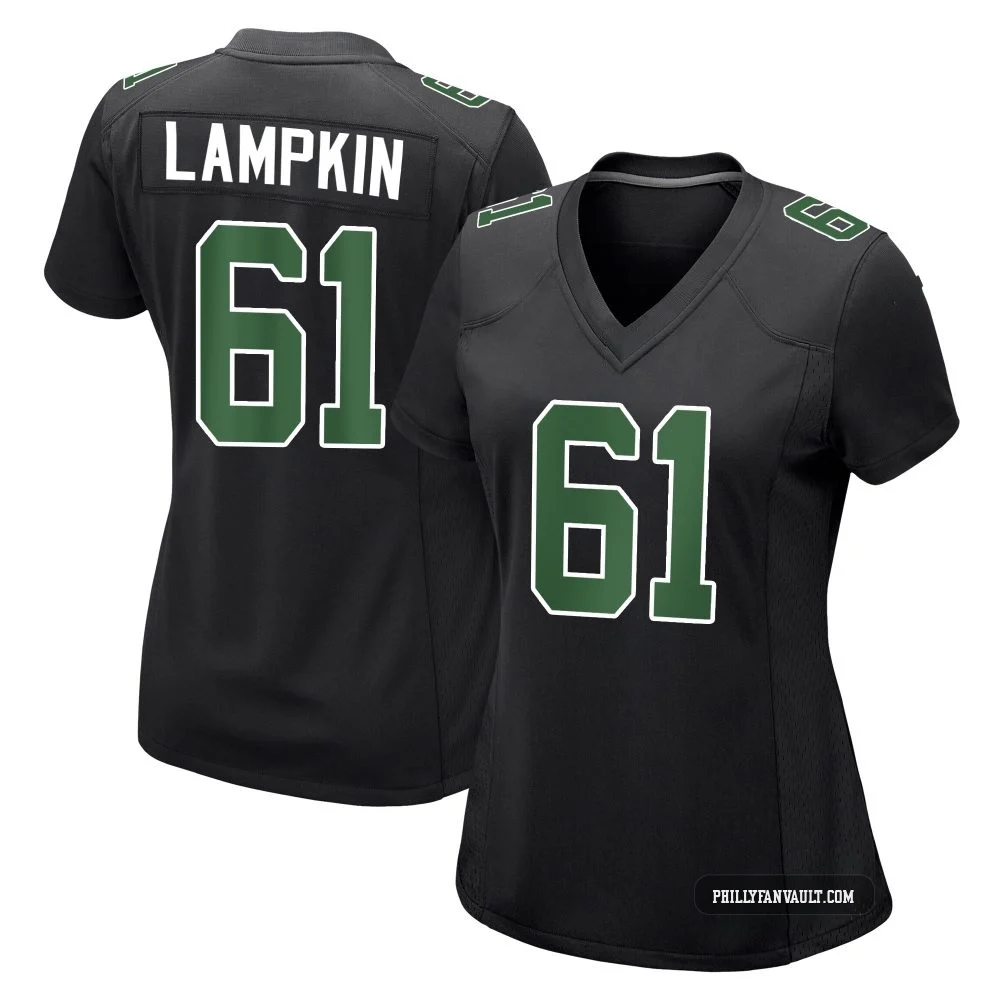 Women's Willie Lampkin ＃61 Philadelphia Eagles Black/Kelly Game Carbon Green Fashion Jersey
