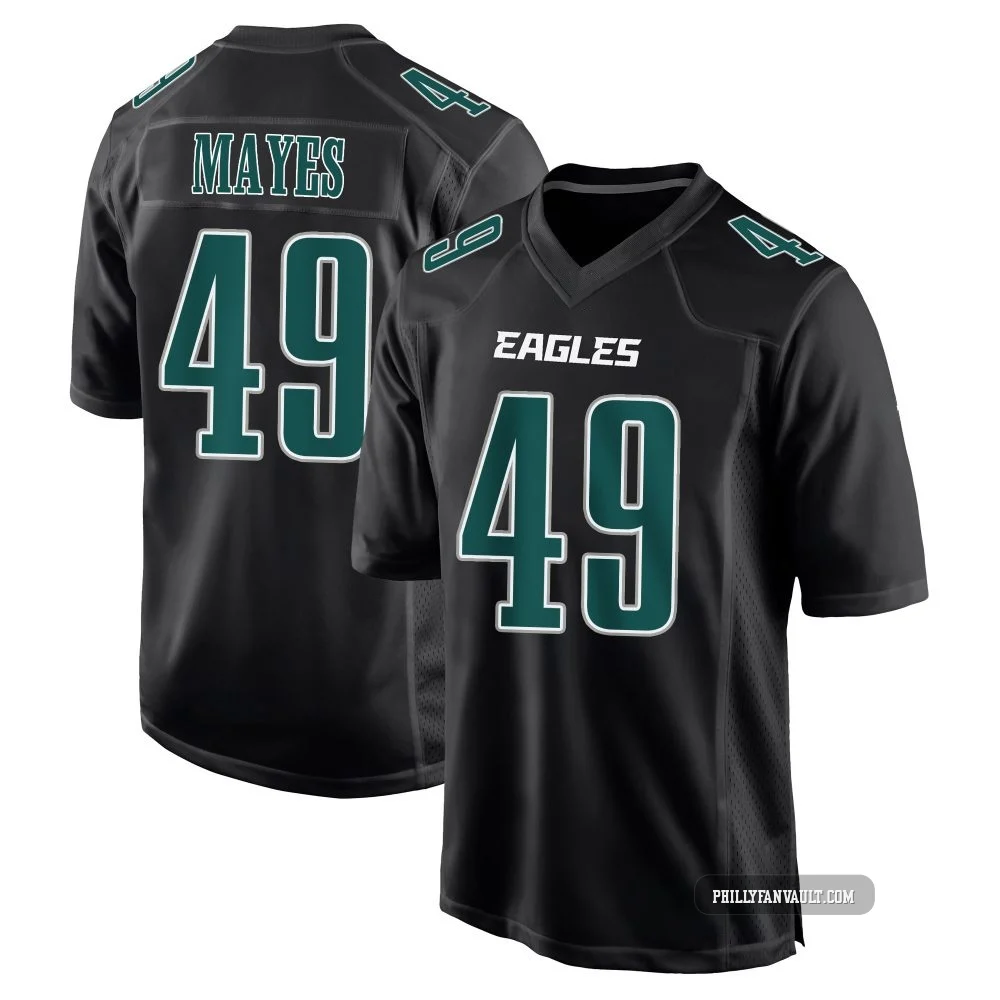 Youth BJ Mayes ＃49 Philadelphia Eagles Black Game Carbon Fashion Jersey