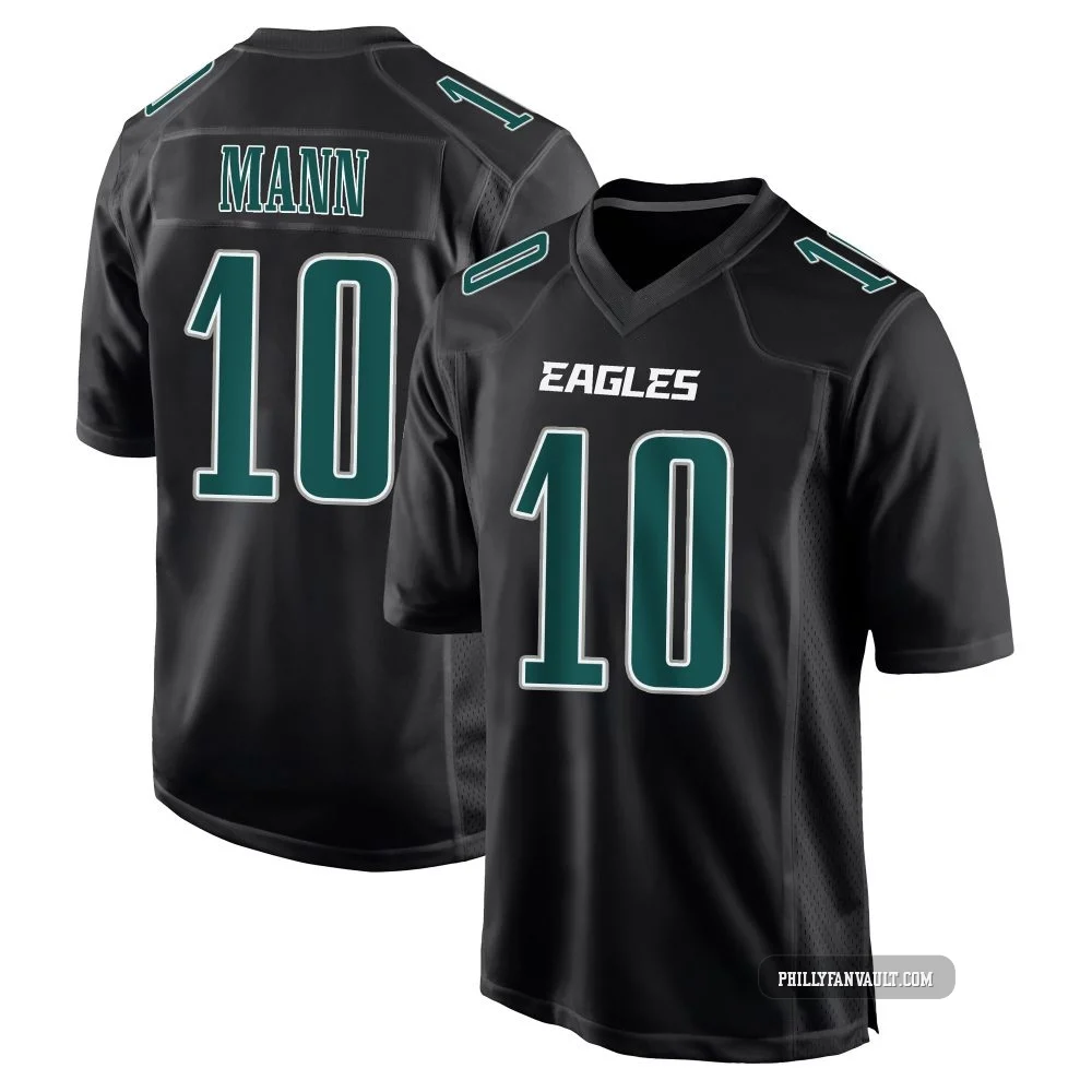 Youth Braden Mann ＃10 Philadelphia Eagles Black Game Carbon Fashion Jersey