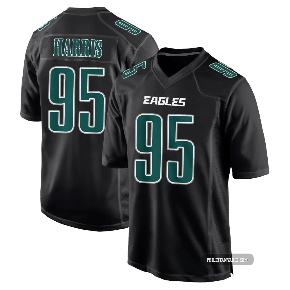 Youth Charles Harris ＃95 Philadelphia Eagles Black Game Carbon Fashion Jersey