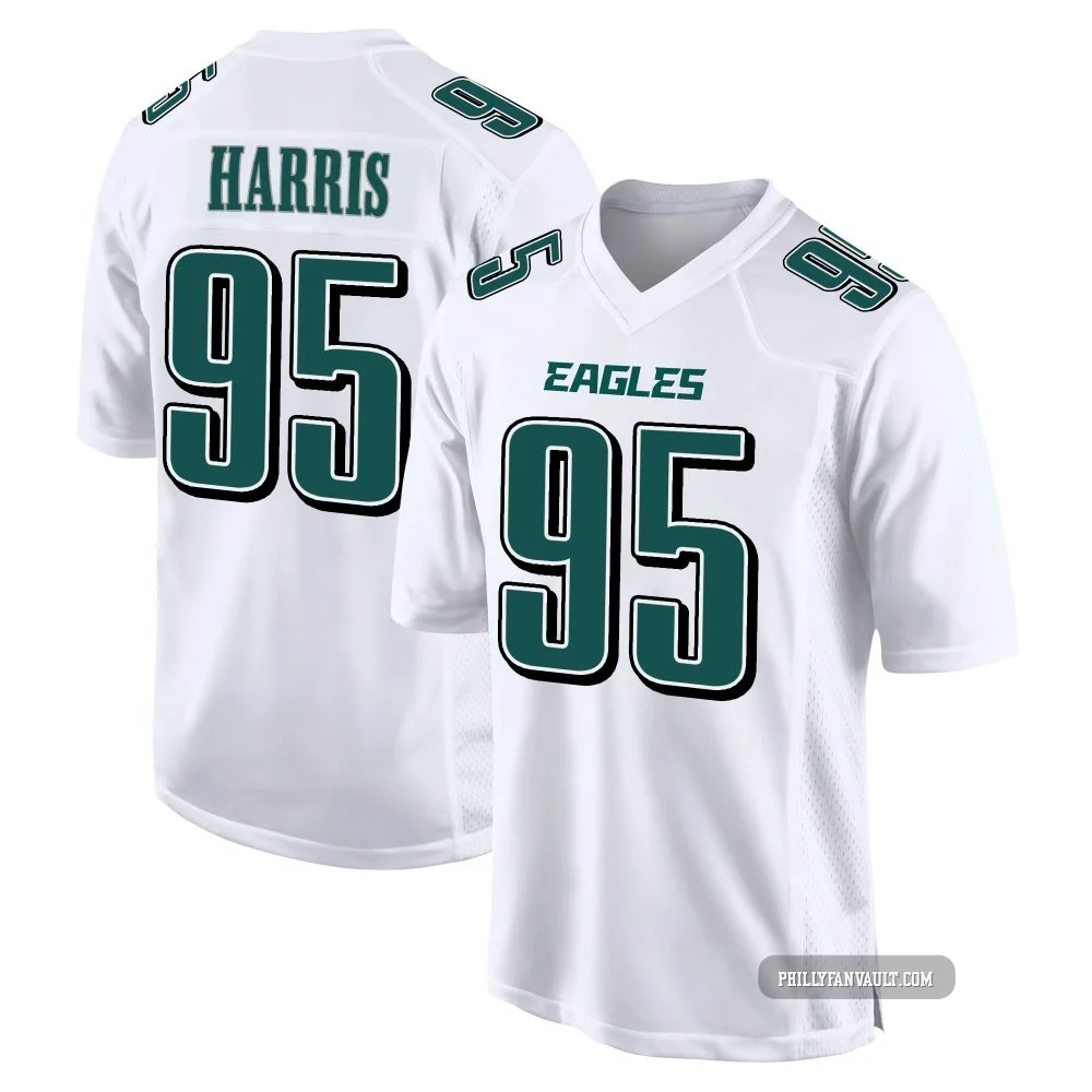Youth Charles Harris ＃95 Philadelphia Eagles White Game Tundra Fashion Jersey